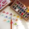 24-color Watercolor Paint Solid Watercolor Pigments Separate Packaging Wooden Box Art Painting Sketching Portable Color Palette