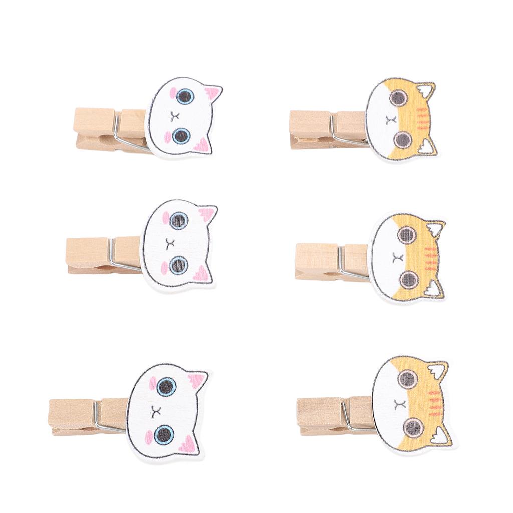 100PCS Cat Clothes Pins Cute Cartoon Beech Wood Multifunctional Laundry Clothes Pins
