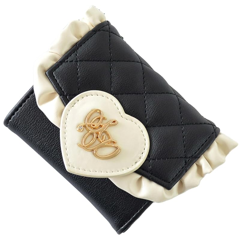

[SecretDoor] black white trifold wallet ladies trifold wallet compact wallet mini wallet woman mini brand cute compact folding wallet easy to use