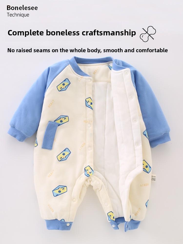 Baby Cotton Sleepsuit Winter Warmth With Snap Button Closure For Newborns