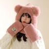 Women's Cozy Fox Ear Plush Hat with Integrated Scarf - Warm, Soft Lei Feng Design for Autumn and Winter. Perfect Ear Protection for Students.