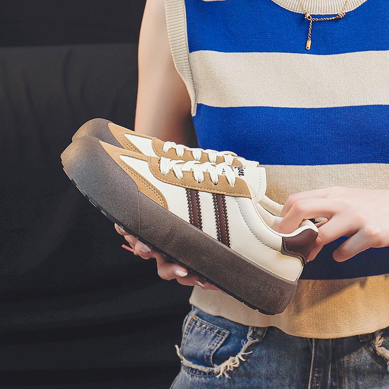 German training women's autumn new fashion big head shoes platform casual little white shoes women's retro versatile sports board shoes