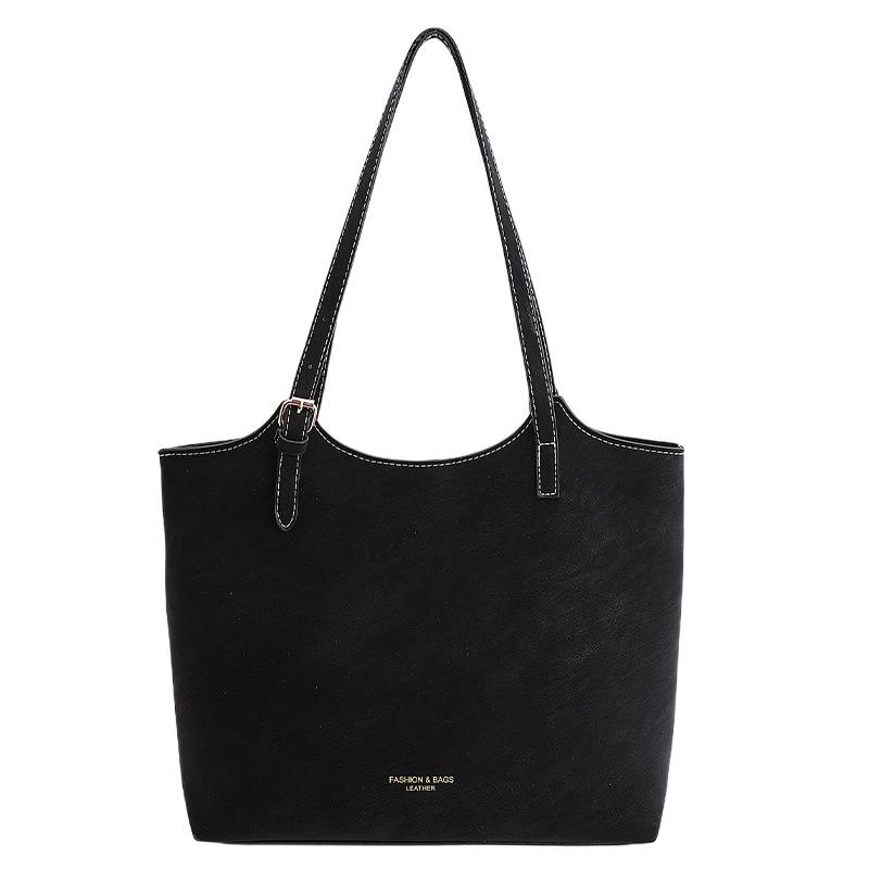 New retro largecapacity bag women s spring Sen Meng casual shoulder bag simple texture tote bag чёрный