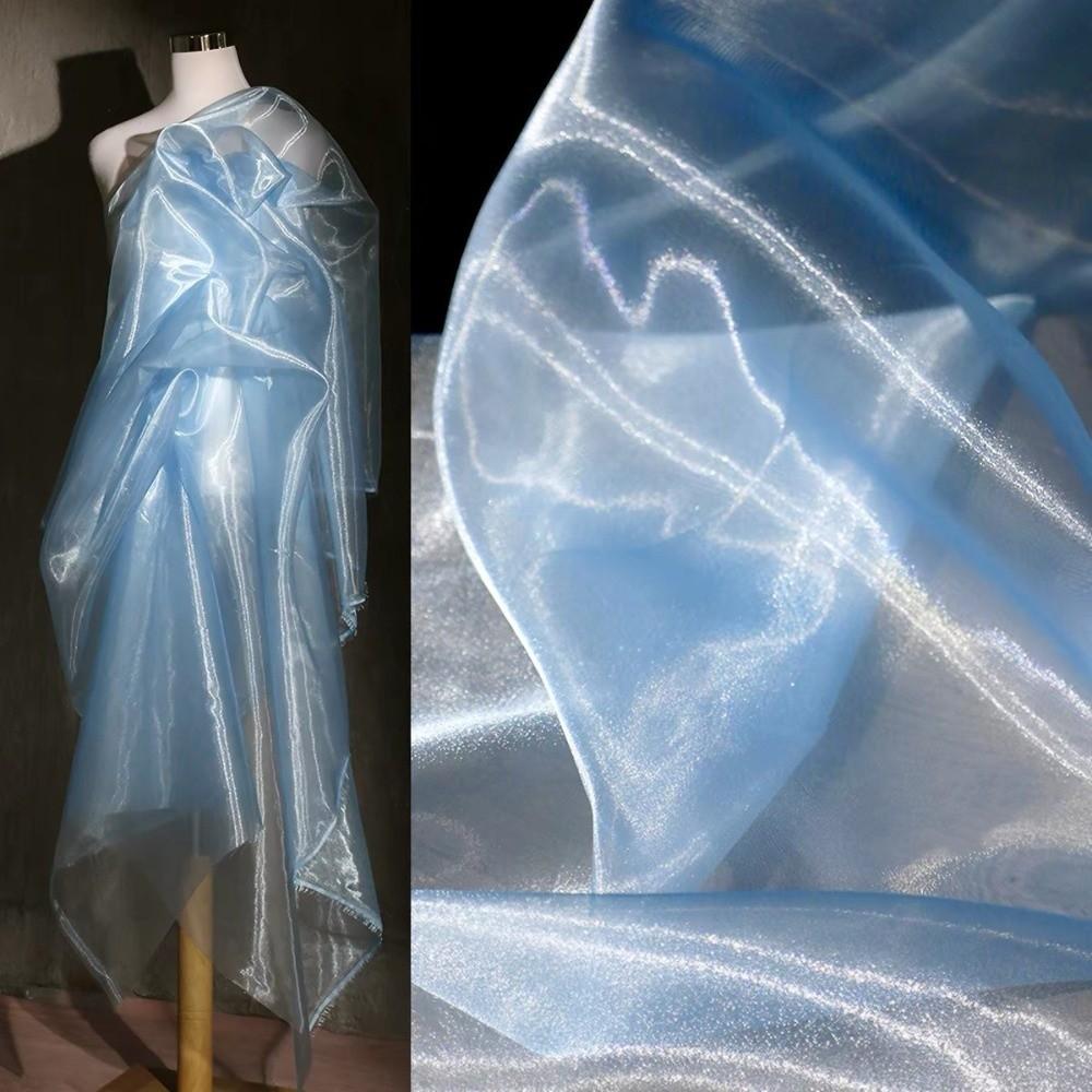 DIY Crystal Organza Fabric  for Wedding Backdrop DIY Curtains Hanfu Dress Design синий