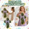 Easter Cross Wreath Door Hanging Decoration Handmade Cross Wreath Flower Wreath Home Front Door Decoration Background Easter Decoration Wreath