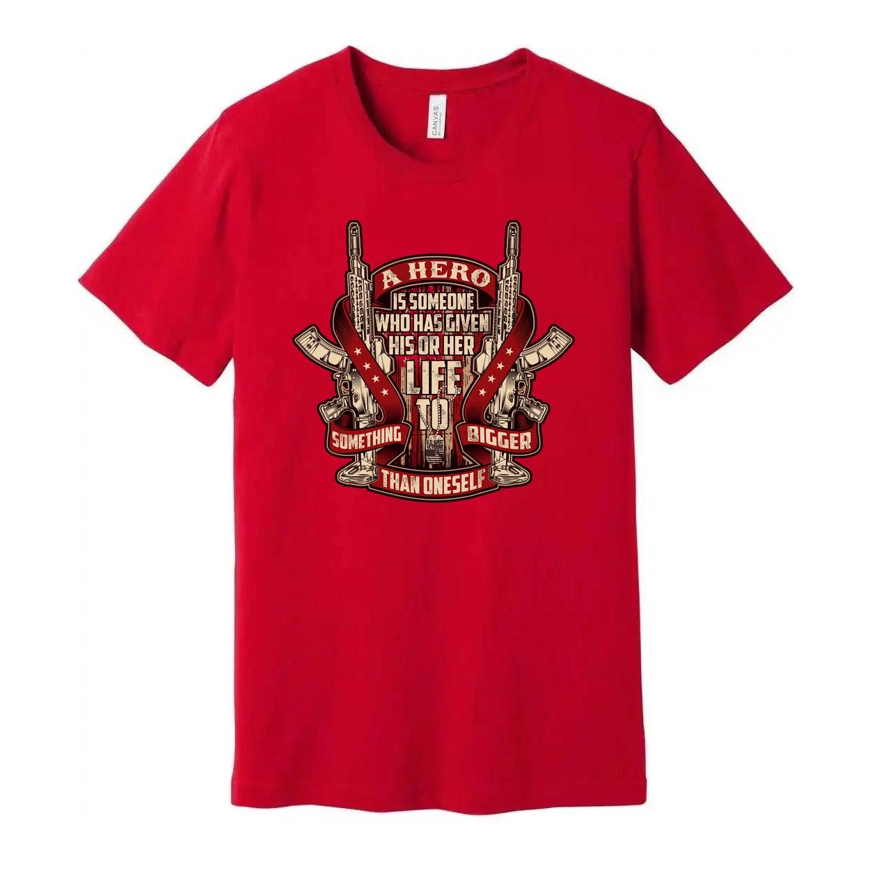 Veteran Unisex T Shirt Featuring Hero Quote Graphic With Military Emblem Design 4XL