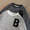 Boys Striped Long Sleeve Sweatshirt Spring Autumn Kids Fashion Base Layer Top Trendy Toddler Casual Shirt