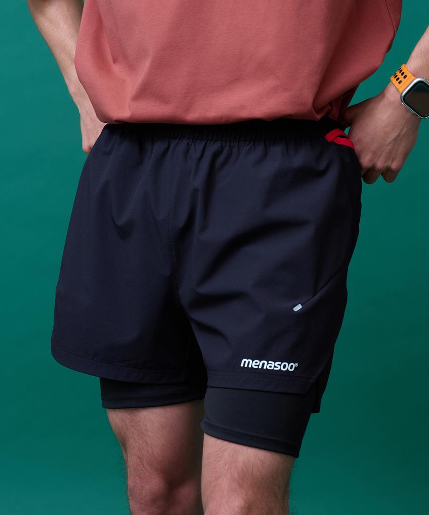 Minasu Unisex Multi Sport Two In One Running Shorts_Black
