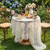 French Style Lace Table Cloth Elegant Floral Embroidered Table Cover Vintage Tablecloth for Wedding Garden Dining Table Decor