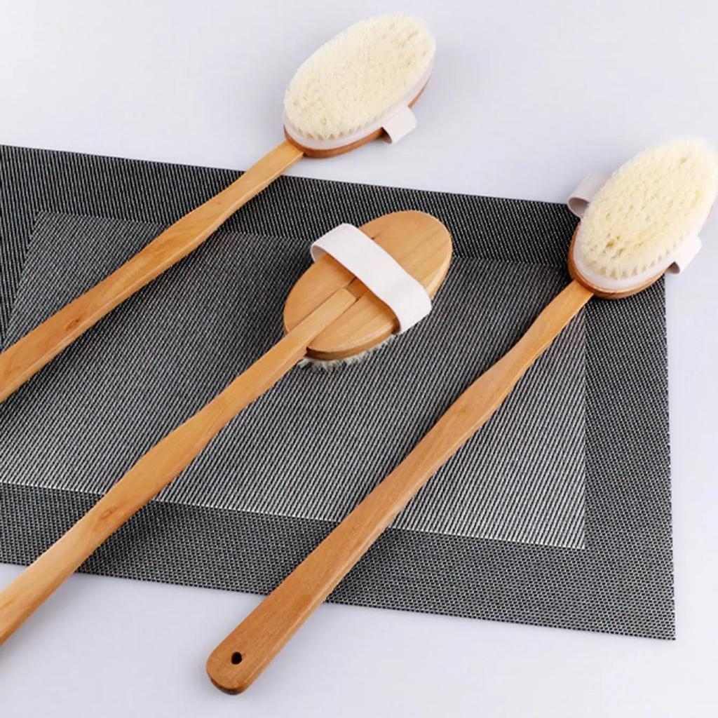 1PC - Wooden Long Handle Detachable Back Rubbing Massage Bath Brush