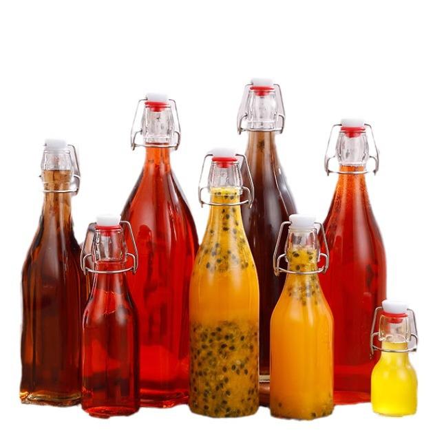 Lock & Lock Transparent Glass Bottle with Square Buckle for Juice, Enzyme, Wine, Homebrew, and Baijiu.