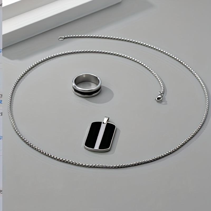 Star of Life Alloy Dog Tag Pendant Necklace - Unisex Military-Style Jewelry In Black