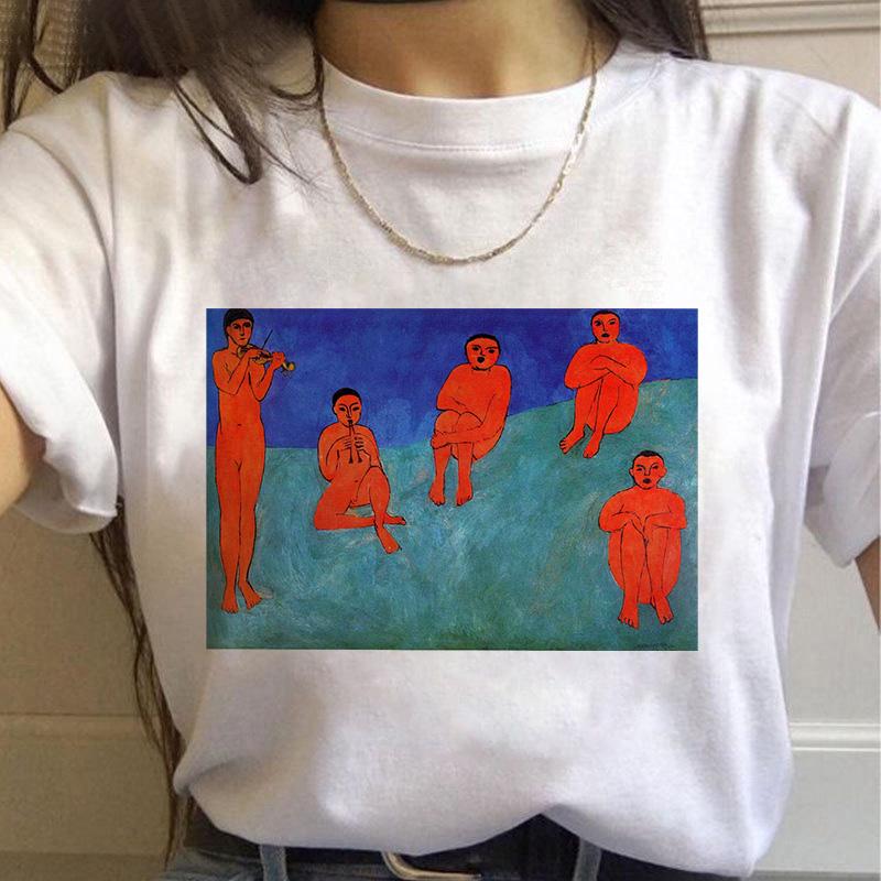 T-Shirt Women Summer Harajuku Art Painting Print Ladies Tee Tops Casual Short Sleeve Fashion Streetwear 2025 Tee Shirt Femme