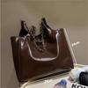 New Fashion Large Capacity Shoulder Bags Vintage Brown PU Leather Women's Tote Bags Chain Underarm Bucket Bags for Commuter