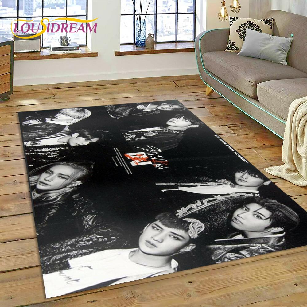 HD Korea Kpop Stray Kids 3D Singer Rug Carpet for Living Room Bedroom Home Decor,Floor Mat Non-slip Decoration for Sofa Doormat