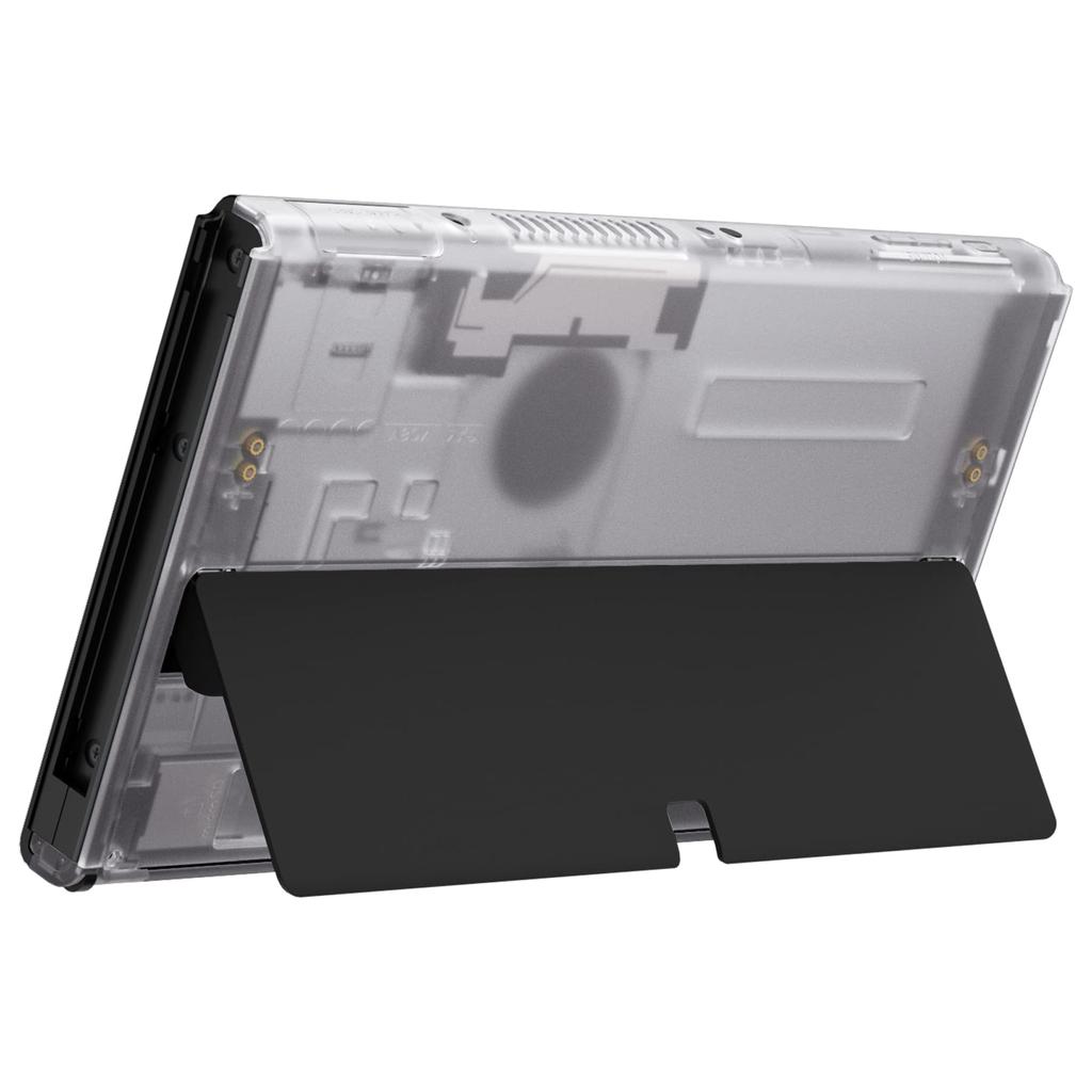 eXtremeRate Switch Compatible with OLED Soft Touch Console Back Plate DIY Replacement Housing Shell Clear Material Switch Shell Switch Stand Not