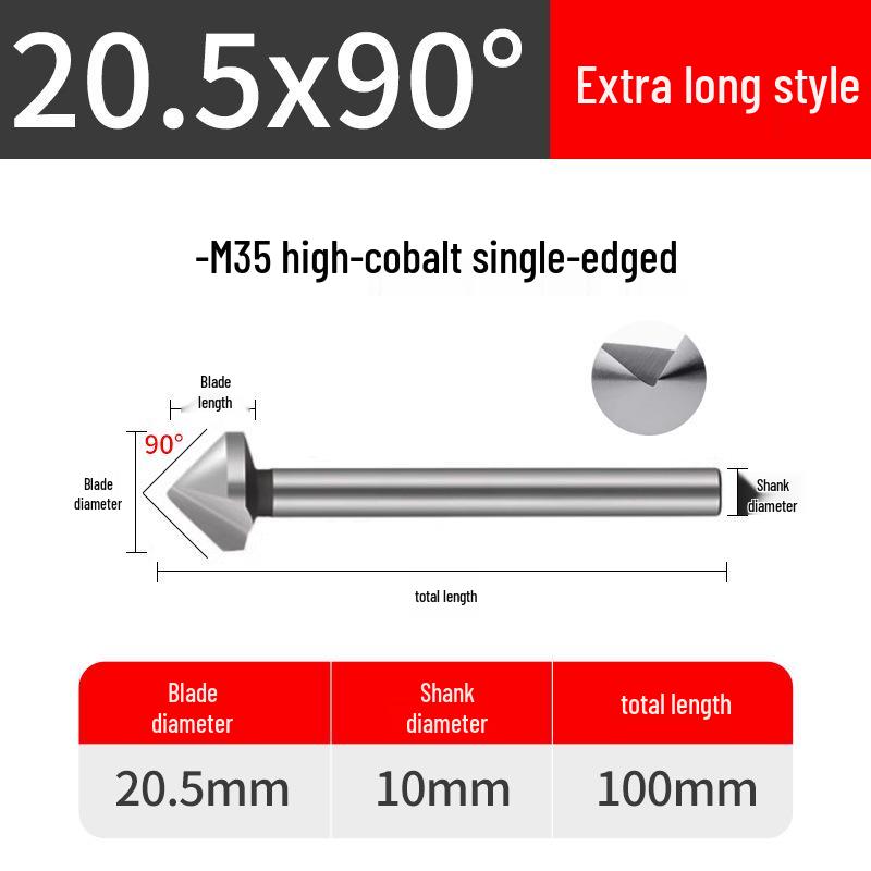 Cobalt Titanium-Plated Chamfering Drill for Stainless Steel - Single/Triple-Edge Countersink & Deburring Tool.