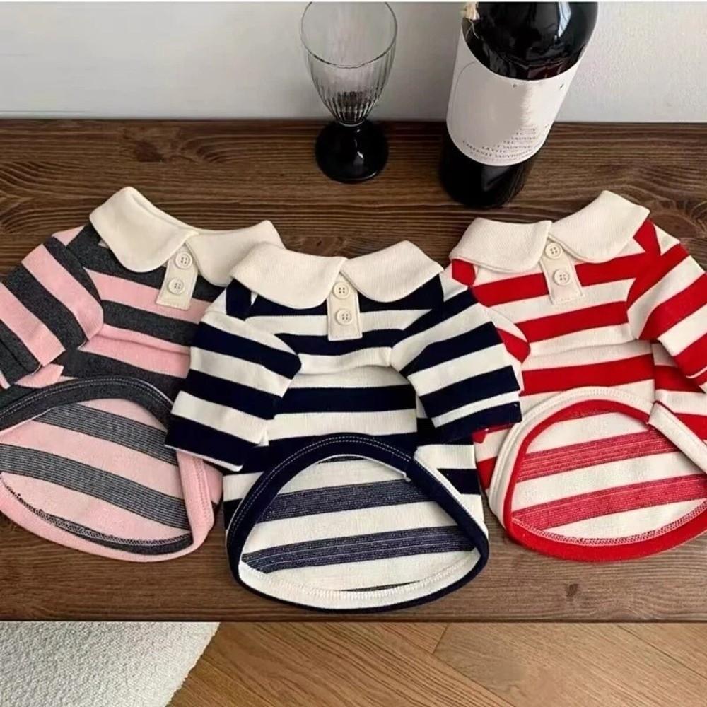 Breathable Dog Striped Shirt Collared Style Cat Vest Fashion Dog T Shirts for Puppy Dogs Cats