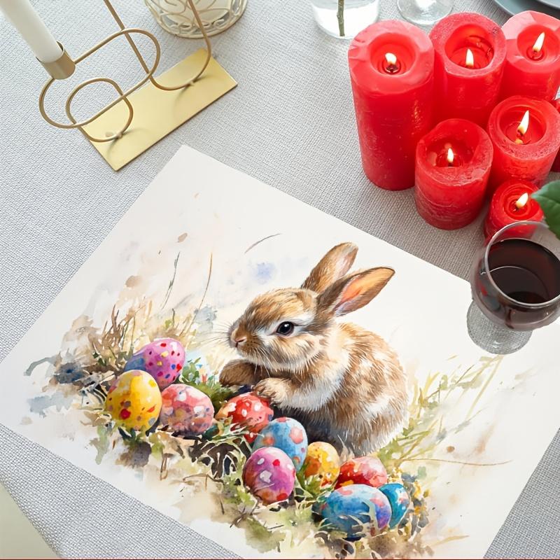 

4pc Easter Spring Placemats Kitchen Dining Easter Party HolidayTable Decoration Accessories Linen Fabric Table Mat 30X40CM 1pcs