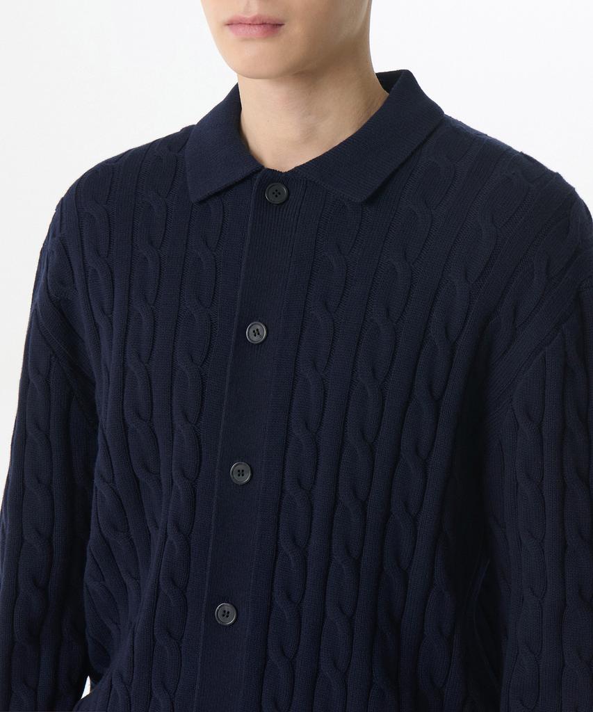 Musinsa Standard Cotton Cable Collared Cardigan [Navy]