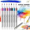 60 Colors Straight Liquid Acrylic Paint Markers, Water-Based Ink Brush Pens for Adult Coloring Books, Rock, Wood, Ceramic Fabric