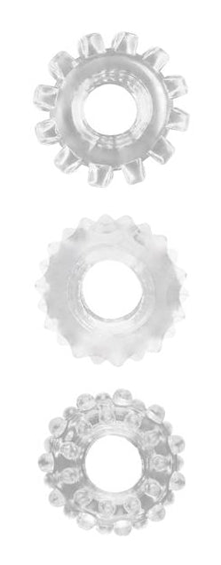 Lot de 3 Cockrings souples GEAR UP Transparents - GK Power - Cockrings Flexibles