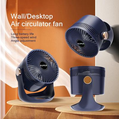 Neuer elektrischer Ventilator für den Haushaltstisch, wiederaufladbar über USB, mit 2400 mAh Batterie, wandmontierbar, Kühlung, Ventilator
