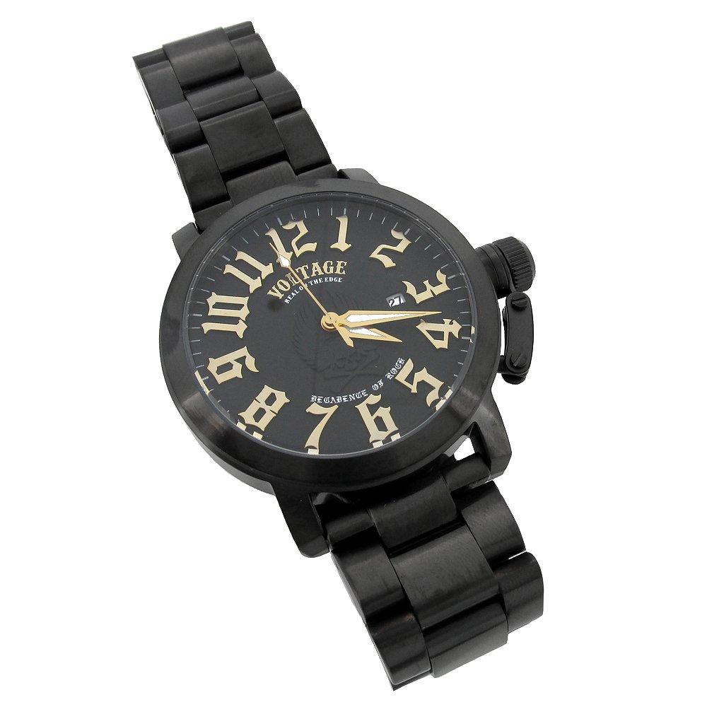 Voltage Watch SURVIVE Black Gold Skull Military Date Watch [Voltage] VO113B-02M-GD Men's