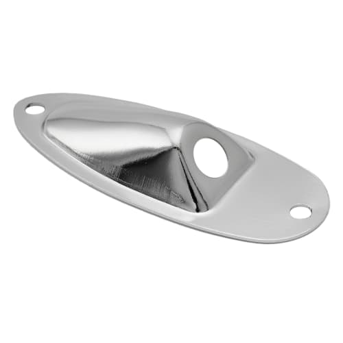 Musiclily Basic Boat-Shaped Strat Jack Plate for Strat Electric Guitar, Chrome (Pack of 2)