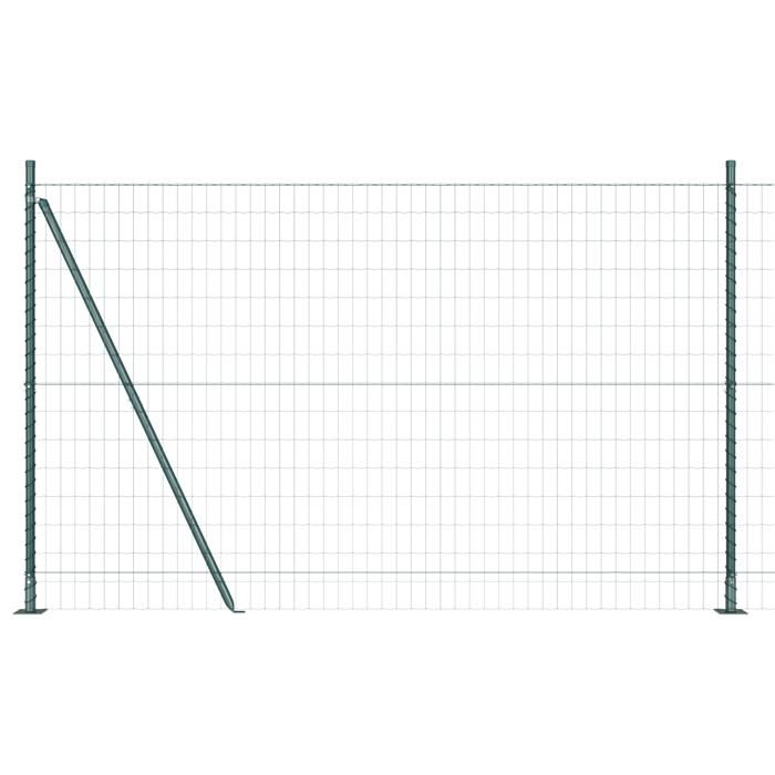 VidaXL Clôture Euro avec 7 poteaux 1.5x10 m Acier galvanisé 3350823