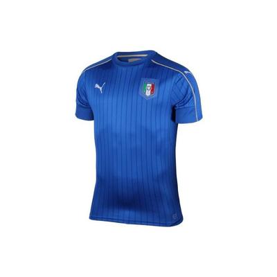 Maillot de Football à Manches Courtes Brodé Logo Stripe Version Joueur Saison 16-17 Équipe Nationale d'Italie Domicile Homme Hauts Bleu 748933-01