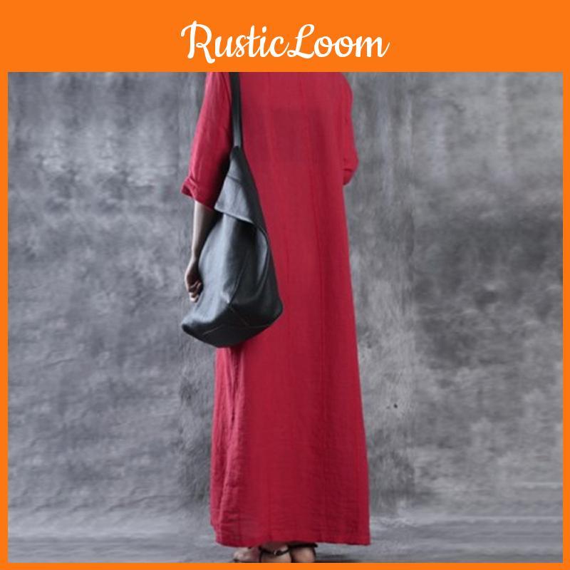 Women Simple Fashion Loose Baggy Long Maxi Dress Half Sleeve Split Plus Size For Effortless Elegance