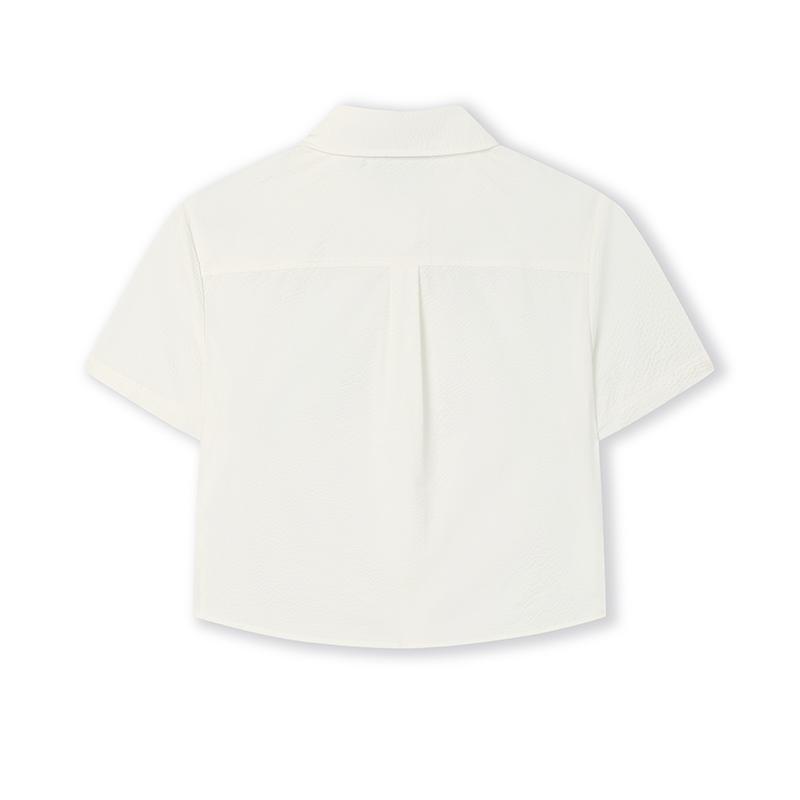 Fila Original Versatile Fashion Casual Simple Comfortable Short Sleeve Shirt Women Tops Steam-White F51W529403F-IV