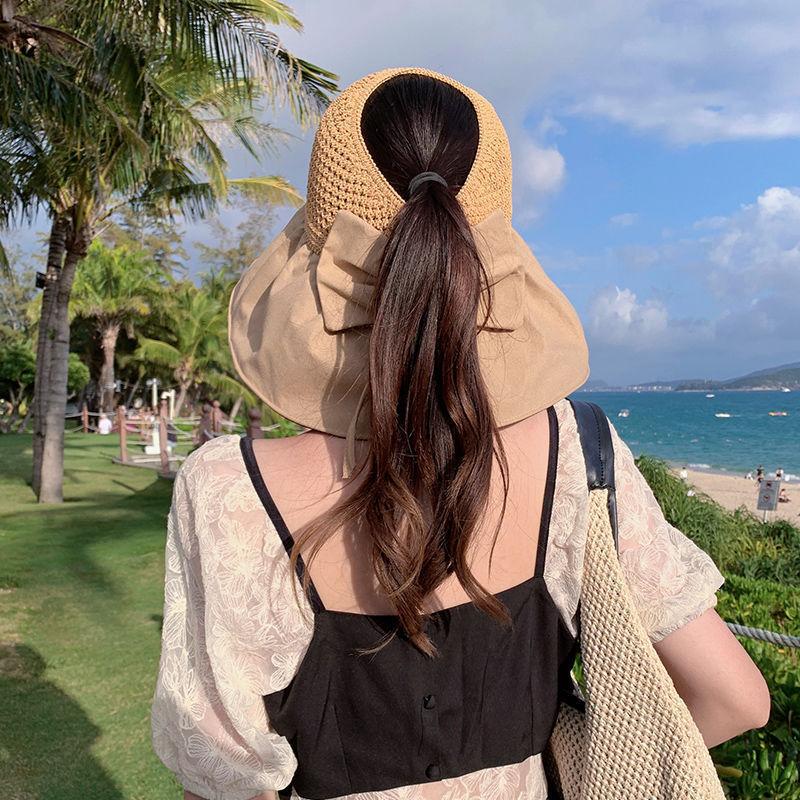 Can Tie A Ponytail Hat, Women's Style, Summer, Sun Shading and Sun Protection, Fisherman's Hat, Vinyl, Face Covering Large Eaves, UV Protection