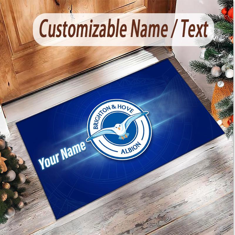 Personalized Crystal Velvet Carpet Brighton & Hove Albion Football Pattern Non Slip Floor Rug