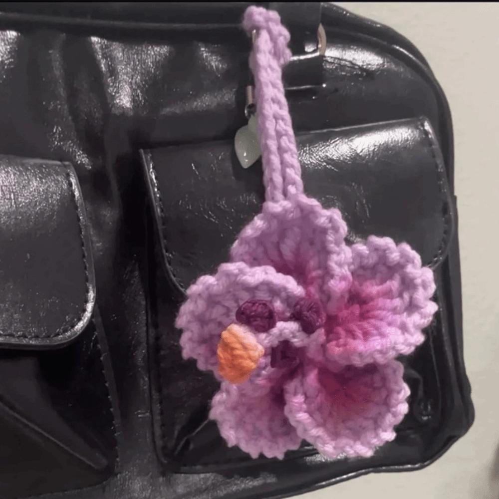

Polyester Car Pendant Crochet Design Hibiscus Crocheted Decoration Crochet Flowers Home Decor фиолетовый