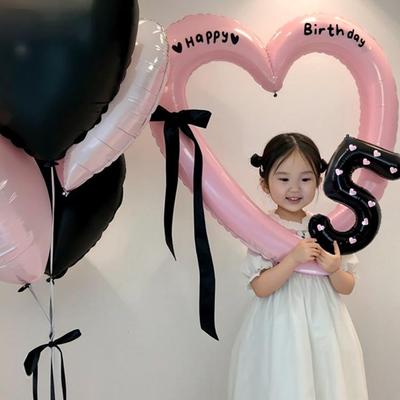 Happy Birthday Balloon Decoration Set for Girls - Ceremonial Photo Props and Decorative Scene Layout