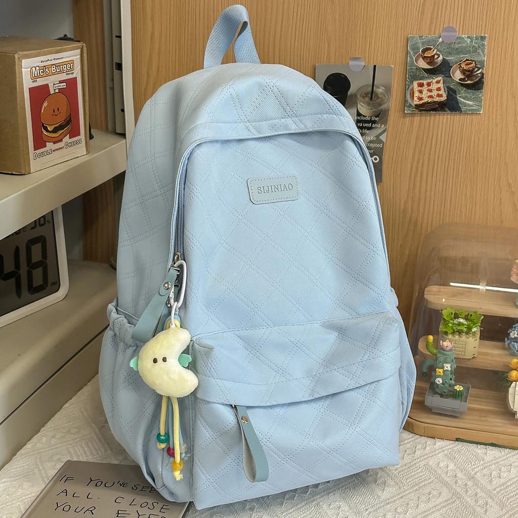 Schoolbag Japanese New Solid Color Small Fresh Junior High School Student College Backpack Campus Niche Schoolbag Women's Simple Backpack