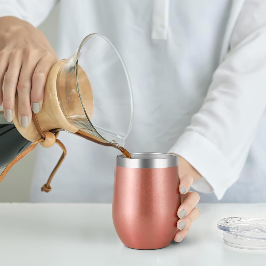 Livole Stainless Steel Vacuum with and 350ml Set of Perfect for Perfect for and Black Rose Gold Tumblers, Insulated, Double-Walled, Lids, Spill-Proof,