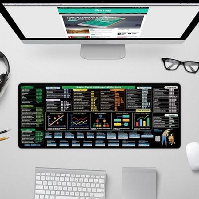 Erweiterte Excel-Cheatsheet-Schreibtischmatten für schnellen Formelzugriff Anti-Rutsch XL-Arbeitsflächen Professionelles Coding-Buchhaltungs-Tool