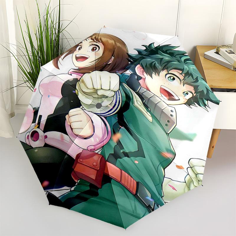 

1pc My Hero Academia Boku No Hero Academia Outdoor Umbrella Automatic Opening and Closing Umbrella Portable Three-Fold Design 8 Bone Iron Frame F