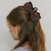 Cozy Bow Ribbon Hair Claw - Milky Brown