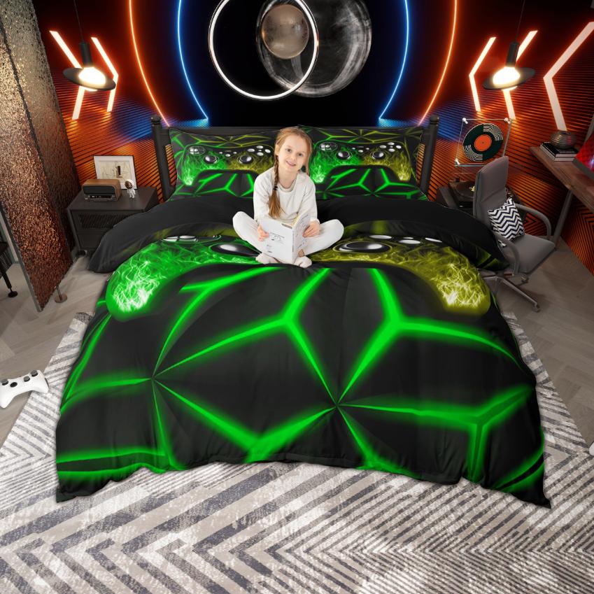 

Homewish Игровой геймпад с принтом пламени, Комплект пододеяльника для подростков, Постельное белье на тему видеоигр, Геометрический пододеяльник с неоновым светом DE XS 100x135cm 2pcs&set