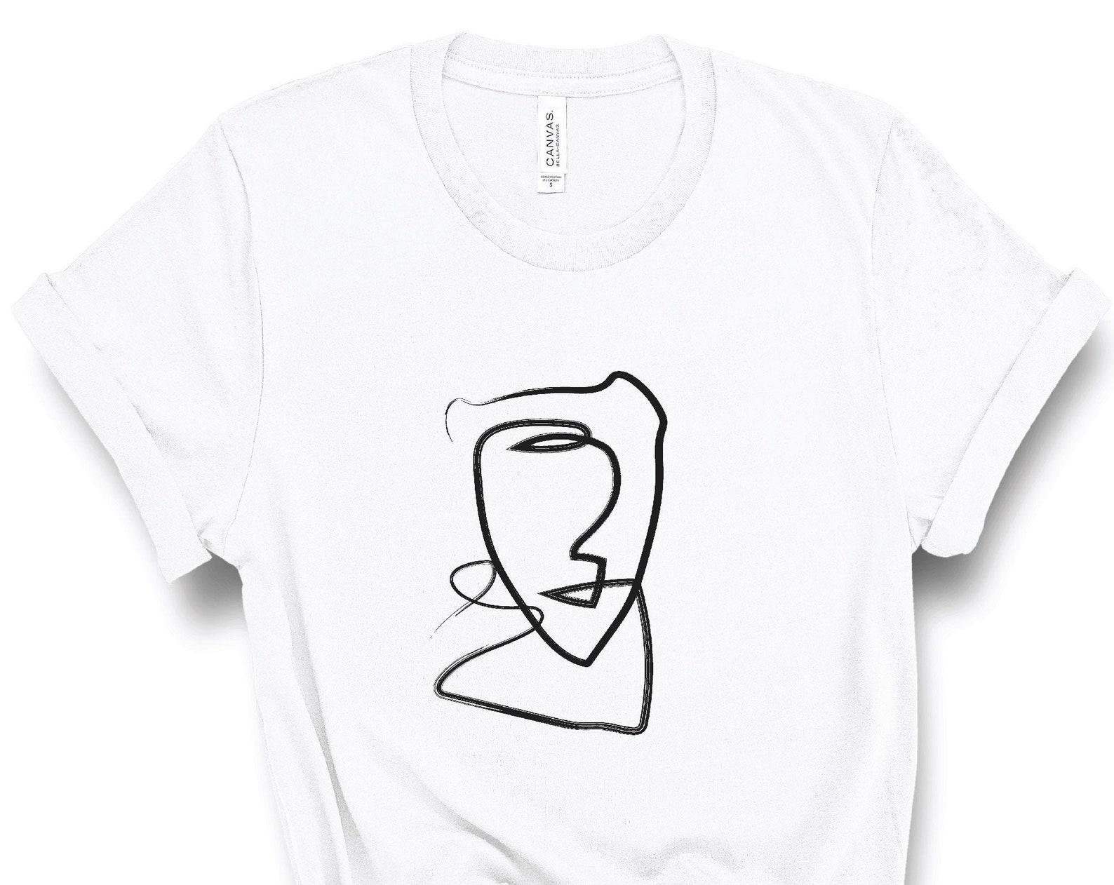Picasso Style Sketch One Line Drawing, Abstract Face T-shirt, Abstract Print Tee, Modern Art Tshirt, Picasso T-shirt, Art Tshirt L