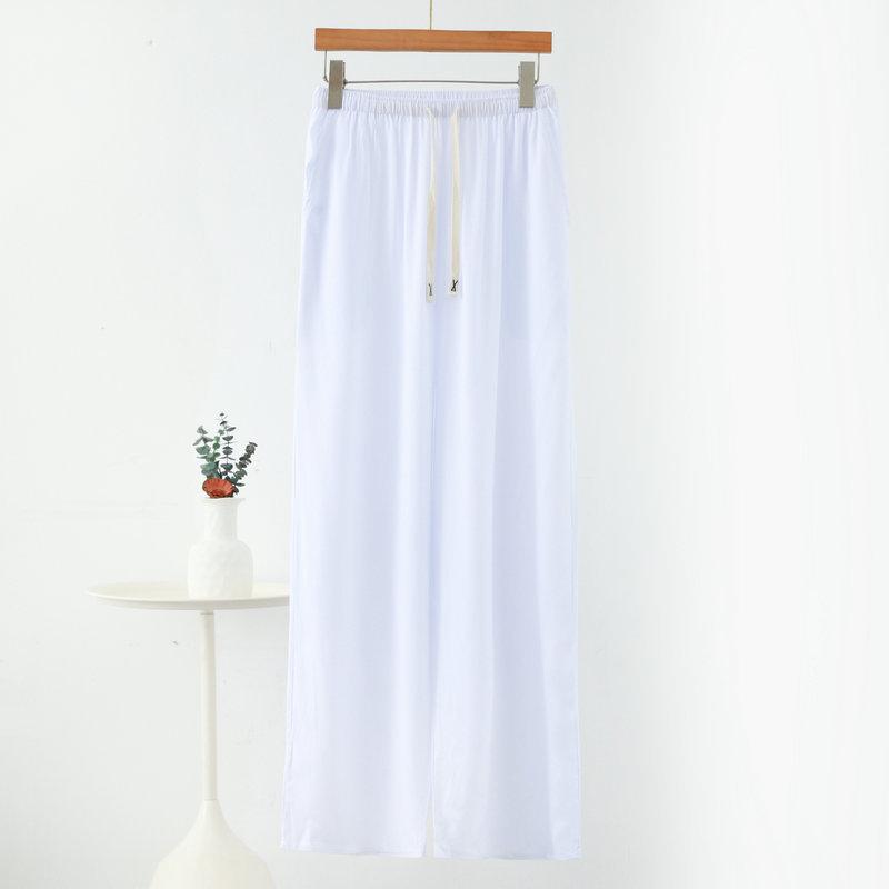 

Women s Cotton Rayon Wide Leg Pants With Pockets Straight Leg Loose Plus Size Flattering Spring Summer Casual Outdoor Trousers 3XL белый