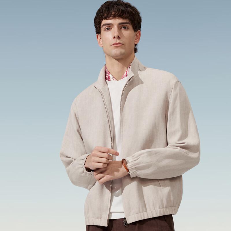 Judger Men's Linen Tencel Stand Collar Jacket