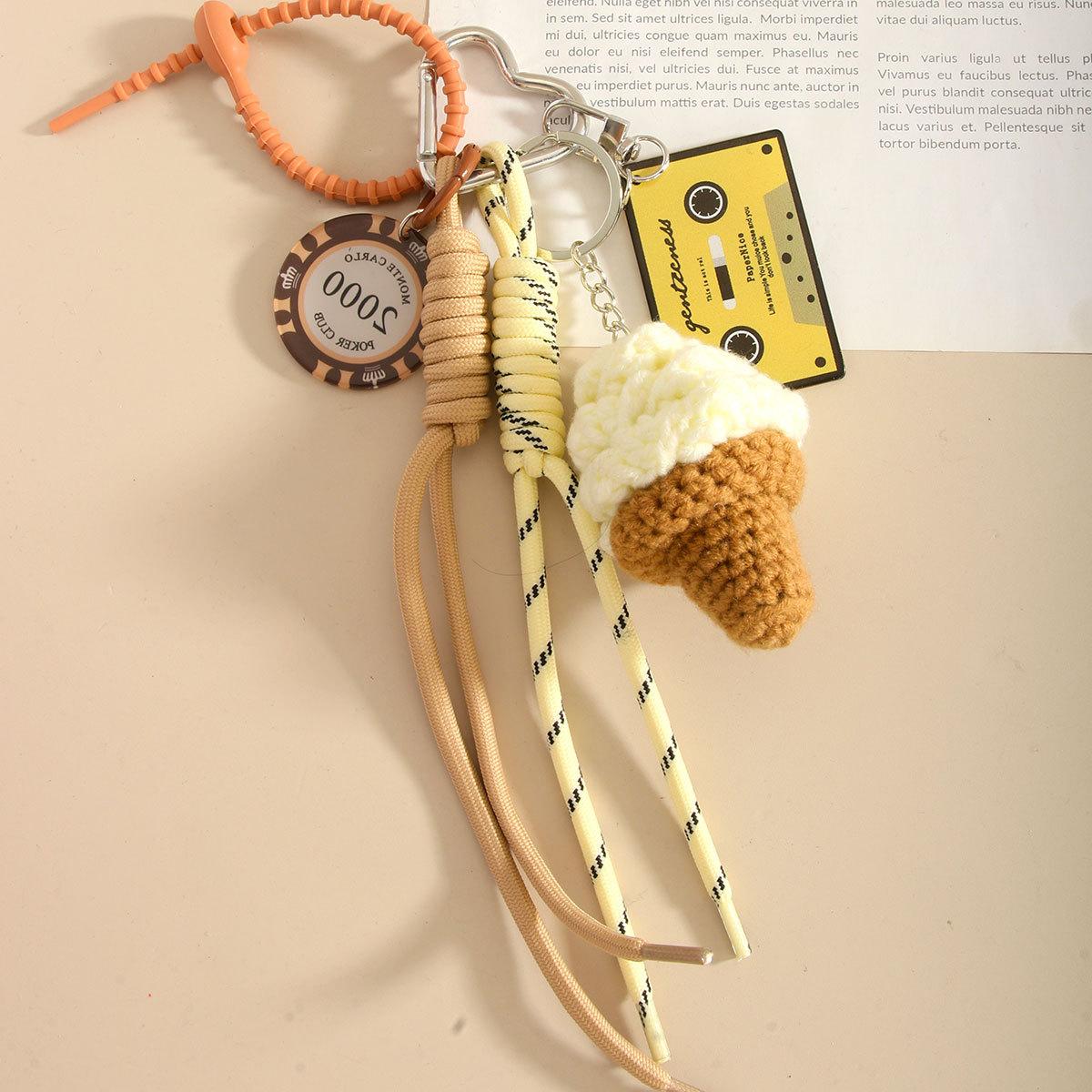 MIU windmill hanging bag pendant creative crochet cute ice cream chips disc braided rope pendant accessories
