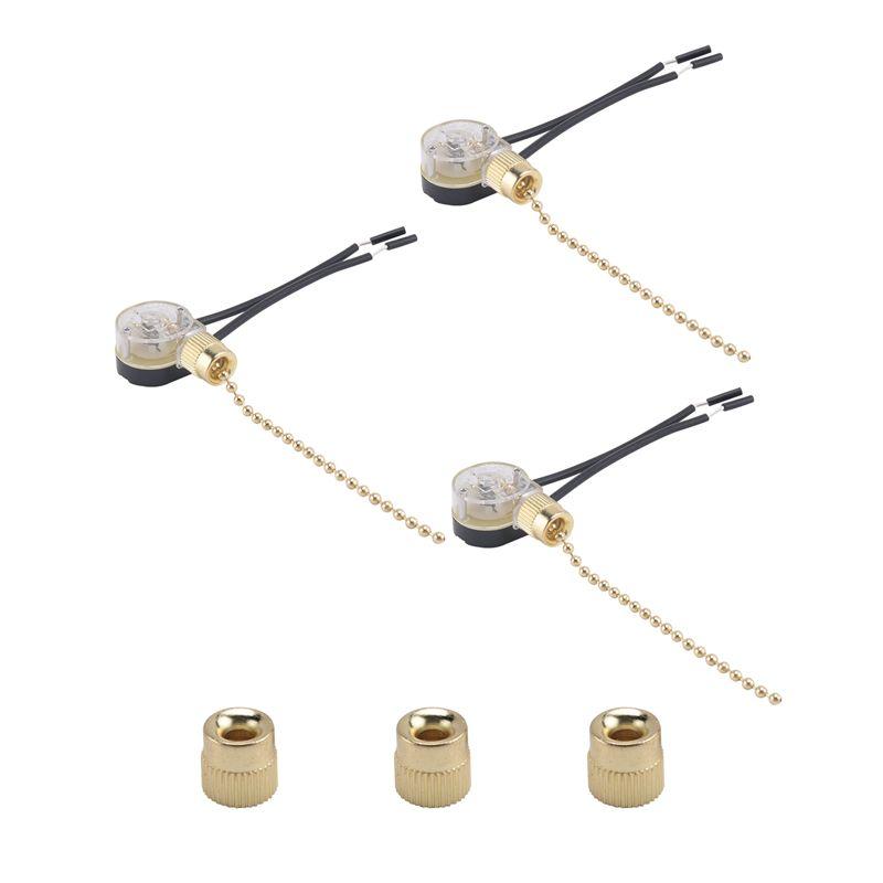 

A84E-3Pack Ceiling Fan Light Switch ZE-109 Fan Switch Ceiling Pull Chain Switch Replacement