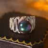 New Hollow Zircon Purple-black Pearl Ring For Women  Copper Fashion Jewelry Opening Ring Bridal Gift Women