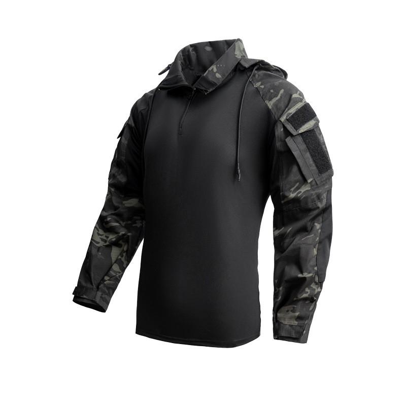 Leichtes Langarm-Taktikhemd für Herren, Atmungsaktiv, Strapazierfähig, Camouflage, Trainings-Top für Outdoor-Aktivitäten